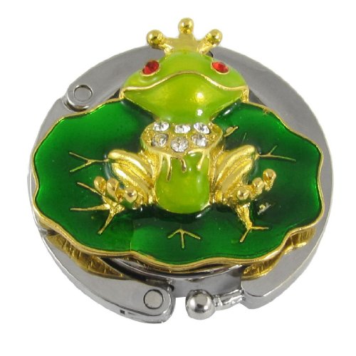 SODIAL (R) Gold Ton & Gruener Frosch Muster Beutel Handtasche Aufhaenger Haken Halter