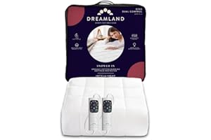 Dreamland King Size Snowed In Organic Cotton Warming Mattress Protector (Intelliheat Plus Fast Heat, Auto Timer, Machine Washable, 200 x 150 cm, 6 Temperature and Auto Timer, 2 Detachable Controls)