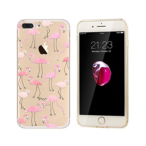 iphone 7 Plus Funda iPhone NNIUK 7 Plus flamenco linda de los animales del caso de TPU ultra claro fino suave del gel de goma flexible de la cubierta delgada de la piel Donuts parachoques protectora para el iPhone 7 Plus