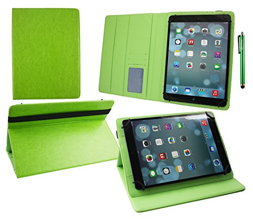 Emartbuy® Artizlee ATL-21 10.1 Zoll HD Tablet PC Universal ( 9 - 10 Zoll ) Grün Premium PU Leder Multi Angle Exekutive Folio Geldbörse Tasche Hülle Grün Innenraum mit Kartensteckplätze + Eingabestift