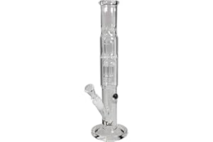 BONG- DISCOUNT.DE Bong-discount Black Leaf - Pipa ad acqua PERCOLATOR-Bong, 38 cm, NS 19 (18,8 mm), NS 14 (14,5 mm), spessore: 5 mm, in robusto vetro borosilicato
