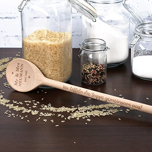 Cera & Toys® Kochlöffel zur Hochzeit – Wir löffeln die Suppe gemeinsam aus! – mit Familienname und Jahr - 4