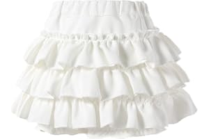 ALUNSITO Little Girls Pleated Skirt with Shorts Kids Athletic A-Line Skirt High Waisted Ruffles Cute Tiered Mini Short Skirts