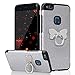 Produktbild Huawei P10 Lite Hülle Ring,Huawei P10 Lite Silikon Hülle,FNBK Schmetterling Ring Weich TPU Silikon Hülle Glitzer Schutz Handy Hülle Protective Case Cover Tasche Etui Bumper Ultra Slim Handyhülle mit Metall 360 Rotation Verstellbarer Ring Grip Stand Halter Ständer Personalized Design Handyhülle für Huawei P10 Lite,Silber