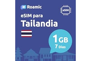 Roamic eSIM Tailandia para Viajeros - eSIM para Tailandia - Datos Móviles en 5G/4G y Conexión de Alta Velocidad (1GB - 7 Días)