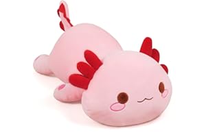 Sausudols Axolotl Plüschtier 50 cm Süßes Axolotl Kuscheltier Plüschkissen für Kinder Weiches Axolotl Stofftier Geschenk für Geburtstag, Weihnachten und Valentinstag Rosa