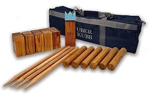 Uber Games - Wooden Kubb Set - Traditional Outdoor Throwing Game - Complete Set with Canvas Bag