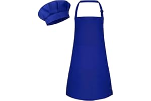 Bouiexye Kids Apron and Chef Hat Set Children Apron Adjustable with 2 Pockets Children Chef Painting for Cooking Baking