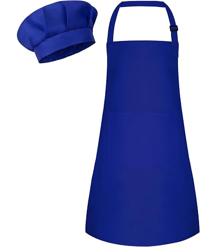 Set Grembiule E Cappello Chef Per Bambini 3-6 Anni - Bianco Con 2 Tasche - Foto 9