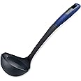 Tasty Everyday Soup Ladle for Left & Right Handed Users, Soft-touch Handle Soup Spoon for Cooking & Serving Soup, Spoon Ladle with Measurements, Kitchen Utensil, Colours: Dark Blue & Grey