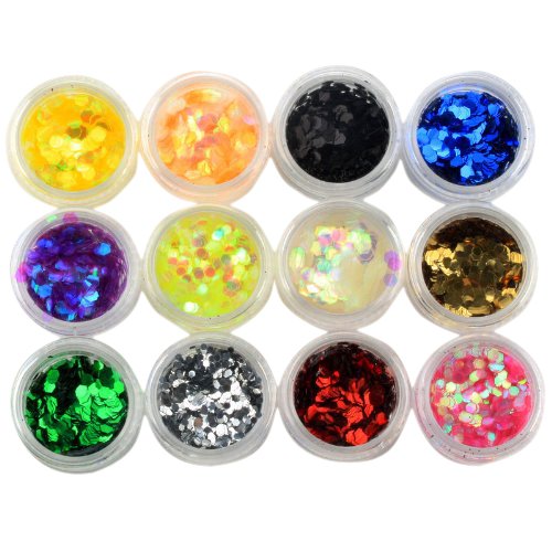 TOOGOO(R) Glitter Hexagon Acrylic UV Gel False Tips Nail Art Salon Tool Set