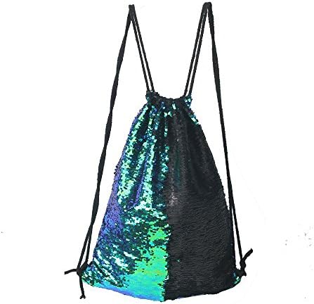 qianqian QIAN Western Style Movement Leisure Backpack Sequin Travel Draw Pocket Outdoor Yoga Bodybuilding Backpack Mermaid Scales Fashion Bag Male And Female Girl,A