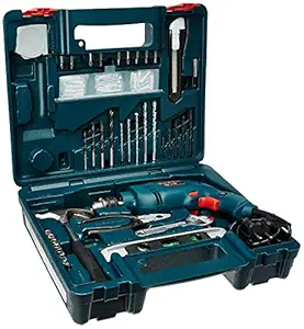 Bosch GSB 500W 10 RE Professional Corded-Electric Drill Tool Kit, MS & Plastic (Blue, Set of 100 Tools), 1 - 10 mm Chuck Capacity