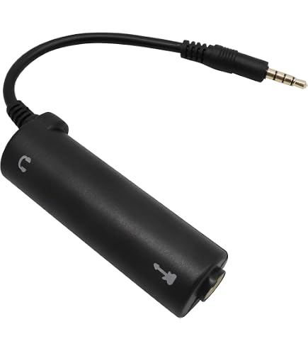 Guitar Interface Converter For Phone - IRig Style Adapter, Works With AmpliTube & Tuner Apps, Plug & Play (Black, 7cm)