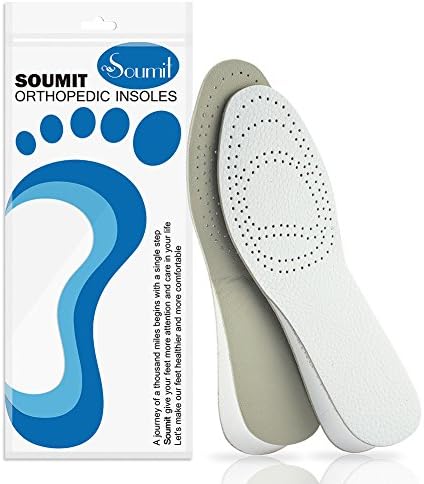 Soumit Double-sided Natural Leather Height Increase Insoles with Soft EVA Cushion, Anti-odor and Shock Absorption for Pain Relief, Men &amp; Women EU(43-44) Add 2.5CM