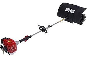 BATHRENA 2 Stroke 1.7KW Handheld Sweeper 52cc 2.3 HP Petrol Powered Sweeper Gasoline Engine Power Broom Brush Cleaner Artificial Grass Fake Grass Collection Power Sweeper/Brush/Broom/Patio (A-type)