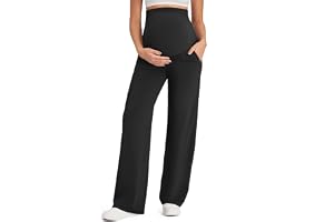 G4Free Maternity Yoga Pants with Pockets Pregnancy Outfit Dress Work Pants for Casual Athletic Workout Petite/Regular/Tall