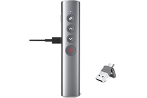 OMYPOTT Wireless Presenter für Präsentationen Fernbedienung Powerpoint, 2.4GHz USB-C Präsentation Fernbedienung Präsentator Pointer Präsentationspointer für Windows Mac Linux (RED)