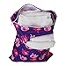 2-Zip Washable Baby Cloth Diaper Nappy Bag Elephant Pattern Purple Background