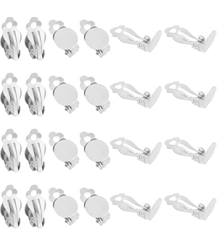 UNICRAFTALE 30 stuks 3 kleuren platte ronde oorclip 304 roestvrij staal clip-on oorbellen DIY blanco clip-on oorbellen niet doorboorde oorbellen met rubber voor oorbel sieraden maken 22 x 15 x 8 mm
