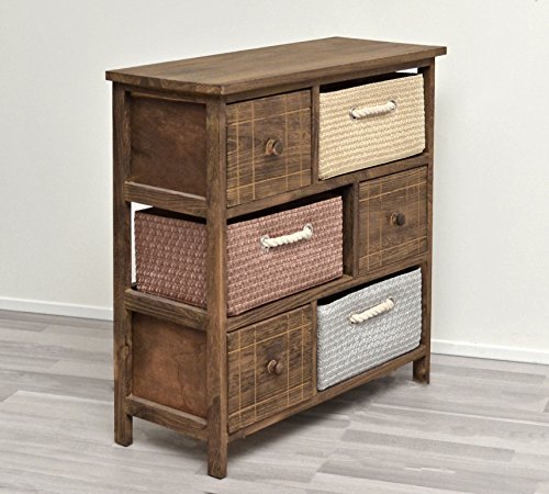 Landhaus Kommode Shabby Used Antik Schrank Regal mit Körben und Schubladen NEU - 5