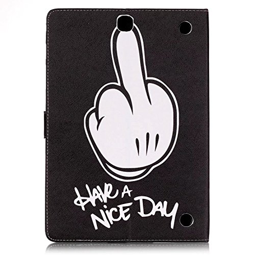 Samsung Galaxy Tab A 9.7 SM-T550 Hülle, Deenor Bunt Malerei und Stilvoll Zeichnung Brieftasche Case Buch-Stil PU Leder Flip Protective Stand Tasche Schutzhülle Hülle für Samsung Galaxy Tab A 9.7 SM-T550. (Middle Finger) - 3