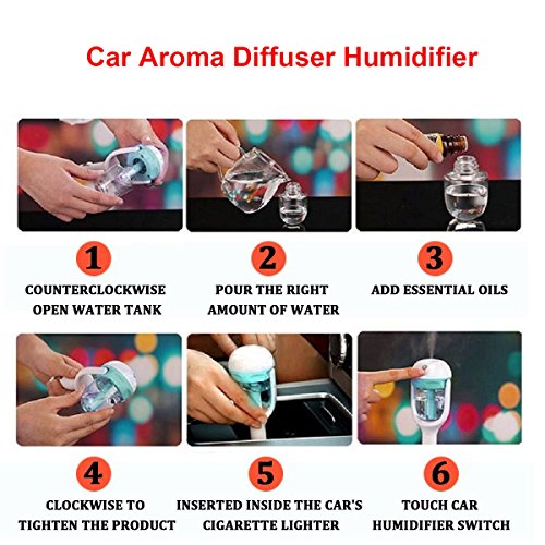 Auto Aroma Diffuser Ultraschall Luftbefeuchter Humidifier mit Farbwechsel Auto Shut-off ,sicher und leise – Air Diffuser Reiniger Lufterfrischer für Autos - 4