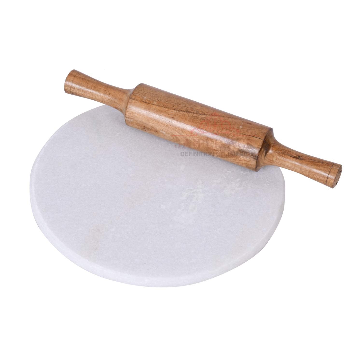 Jaipur Ace Indian White Marble Roti Maker with Wooden Belan/White Marble Chakla 10 Inch Diameter with Belan (White Marble Cha