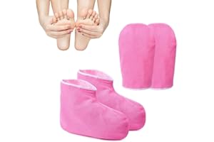 POMLINK Paraffin Wax Bath Gloves & Booties, Reusable SPA Heat Therapy Insulated Mitts and Booties Hand Treatment Kit Paraffin Wax for Hands and Feet Pedicure Hot Spa Wax Treatment