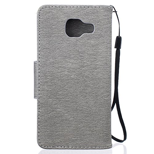 Samsung Galaxy A5(2016) Hülle,Galaxy A5(2016) Case,TOYYM Bär Muster Dont Touch My Phone Design Ultra Dünn PU Lederhülle Flip Cover Brieftasche Leather hülle Tasche Schutzhülle Etui im Bookstyle mit Standfunktion Karte Halter für Samsung Galaxy A5 2016/A510,Grau - 2