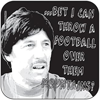"OVER THEM MOUNTAINS" Uncle Rico from Napoleon Dynamite - HOT DRINKS COASTER - 9cm x 9cm - Gloss Finish - Film / Movie Themed Design