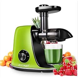 Extracteur de Jus CIRAGO, Extracteur à Jus avec deux vitesses de réglage, facile à nettoyer, moteur silencieux, centrifugeuse à pression froide pour légumes et fruits, sans BPA