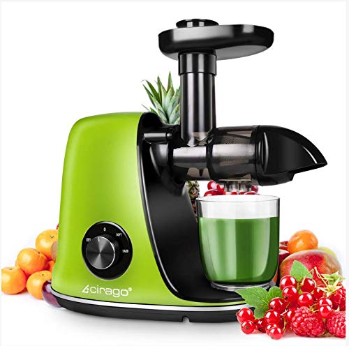 Extracteur de Jus CIRAGO, Extracteur à Jus avec deux vitesses de réglage, facile à nettoyer, moteur silencieux, centrifugeuse à pression froide pour légumes et fruits, sans BPA