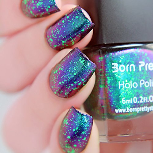 Born Pretty 1Pc 6ml Holographic Polish Holo Glitter Nail Varnish Hologram Effect Black Base Needed