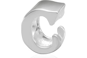 YIRONG JEWELRY Charm in argento Sterling 925 con ciondolo a forma di lettera dell'alfabeto, utilizzabile come iniziale o per formare parole, compatibile con bracciali per charm Pandora C