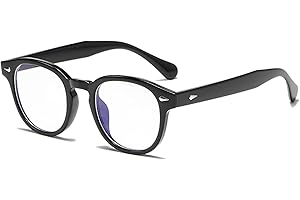 LHSDMOAT Occhiali Anti Luce Blu Uomo e Donna - Modello Rotondo Stile Depp con Filtro Protezione 100% - Ideali per Computer, Gaming e Lavoro al PC - Blocco Luce Blu