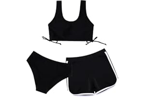 URMAGIC Girl's Swimsuits Bikini Set Shorts Girls 3 Piece Bathing Suit with Cover Up Beach Swimming Shorts for Teen Junior Girls 2 Pieces Swimsuit Swimming Shorts Size 9 10 11 12 13 Years