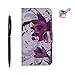 Price comparison product image Samsung Galaxy A5 ( 2016 Version ) Case, Alfort 3 in 1 Fashion Design Dual-Use Flip Fold Premium PU leather Wallet Case Cover for Samsung Galaxy A5 2016 Version 5.2" / A5100 / A510 / A510F with Purple Flowers + Cute Dust Plug + Black Stylus Pen