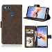 Produktbild Huawei Honor 7X Hülle, Honor 7X Handyhüle, Alfort Retro Matte Einfarbige Farbe Prämie PU Ledertasche Multifunktional Lederhülle Tasche Wallet Case Cover Schutzhülle für Huawei Honor 7X Smartphone 5.93" mit 3 Kartensteckplatz / Foto-Slot und Standfunktion ( Braun )