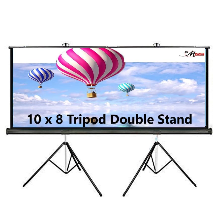 MOIZ Double Tripod Stand Projector Screen Size (10 ft. (Width) x 8 ft. (Height) - 150" inch) Diagonal in 4:3 Aspect Ratio Supporting Remode Control Active 3D, 1080P, Ultra 4K, Technology, Ultra HD.