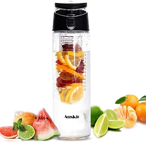 Auskio Fruite Infuser Water Bottle 700ml BPA Free with Leak Proof, Lemon Juice Water Bottle for GYM, Office, Yoga, Travel, Your Hydration Healthy Way ( Black )