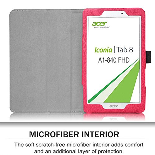 Fintie Acer Iconia Tab 8 A1-840 FHD Hülle – Hochwertige Kunstleder Slim Fit Stand Case Cover Schutzhülle Tasche Etui für Acer Iconia A1-840 FHD (8 Zoll) Tablet, Magenta - 6