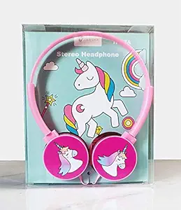 Stylie Modern Alternatives Unicorn Kids Wire Headphone with Mic 3.5mm Jack Bass Booster Foldable Adjustable On-Ear Headphones for School, Compatible with Cellphones, Tablets, PC (Pack of 1)