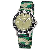 Regent Kinder-Armbanduhr Fashion Analog Textil-Armband grün schwarz camouflage Quarz-Uhr Ziffernblatt grün URF938