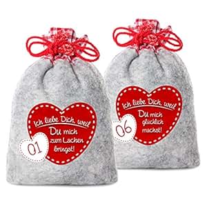 24 Adventskalender Säckchen Aus Filz Mit 24 Gründen Ich Liebe Dich Weil Für Erwachsene Männer Frauen Geeignet Für Weihnachtskalender