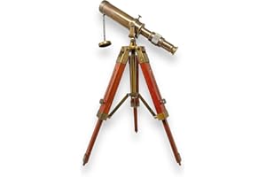 ANTIQUE VIBES Un telescopio pirata marinero en soporte de madera vintage Spyglass Collectibles Rustic Table Top Home Decor Gift