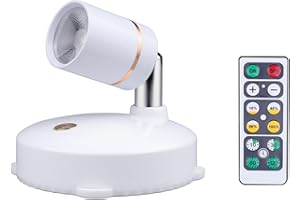 SH-RuiDu Faretto a LED, a batteria, dimmerabile, da parete, con telecomando, per quadri e vetrine