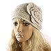 HuntGold Lady Women Fashion Camellia Warm Soft Wool Crochet Headband Knit Wide Hair Band(beige)