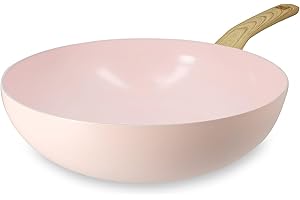 MENASTYL - Wok 28cm avec revêtement antiadhésif céramique (Sans PFAS/Sans PTFE) tous feux dont induction - En Aluminium - Gamme Colorama - Rose - 6020929