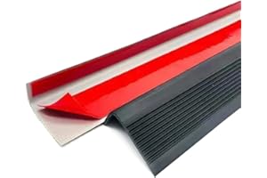 ZAYEJOD Tira de vinilo autoadhesiva antideslizante para peldaños de escalera de 1 m, borde de goma de PVC (50 x 25 mm, negro)